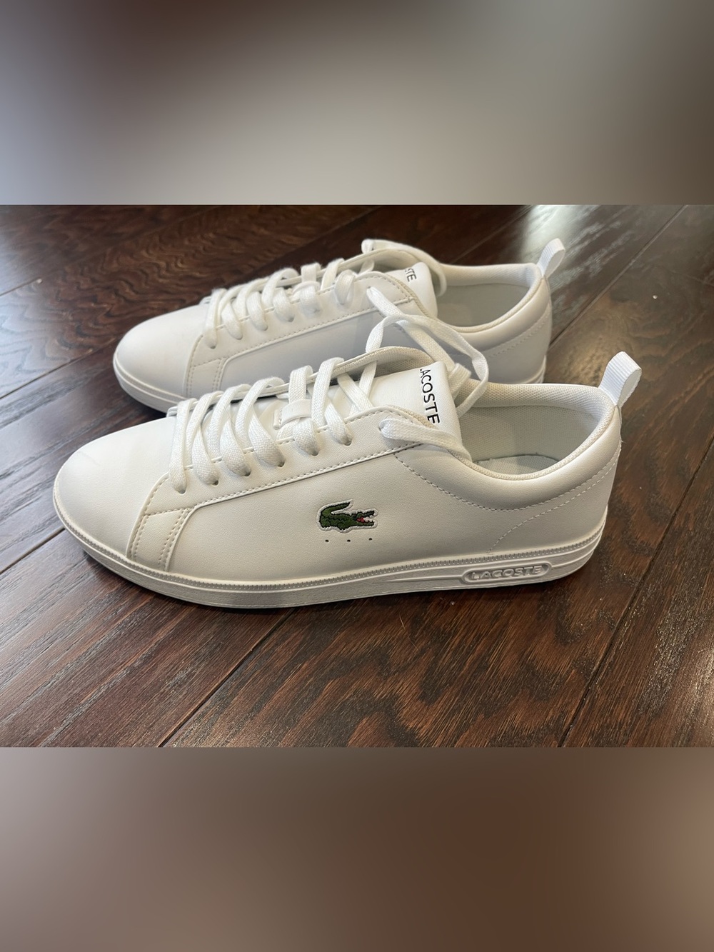 Lacoste Court Base 224 1 SMA Men 7.5 White Leather Lifestyle Sneakers
